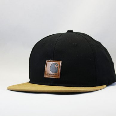 кепка snapback Carhartt черно-коричневая с кожаным логотипом