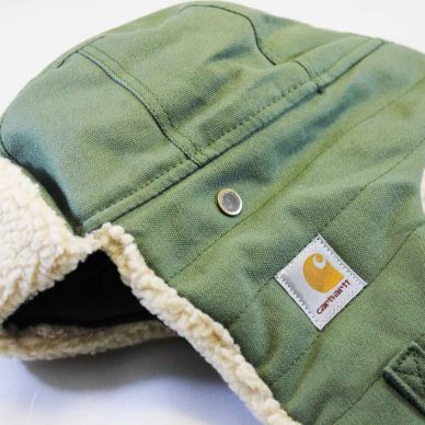 шерстяная Шапка ушанка Carhartt зеленая комуфляж меховая мужская зимняя