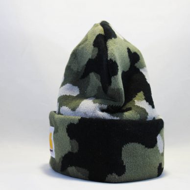 двойная теплая шапка beanie carhartt зеленая военая милитари military