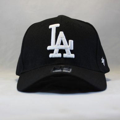 Купить бейсбольную кепку New Era LA Los Angeles черную с белым логотипом в Украине