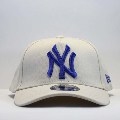 мужская женская кепка бейсболка new york new era бежевая с синим логотипом